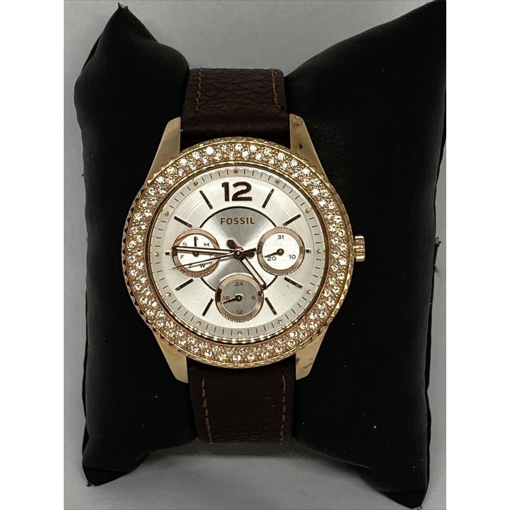 Fossil Stella ES3816 Women's Browns Leather Silver Analog Dial Quartz Watch LW76